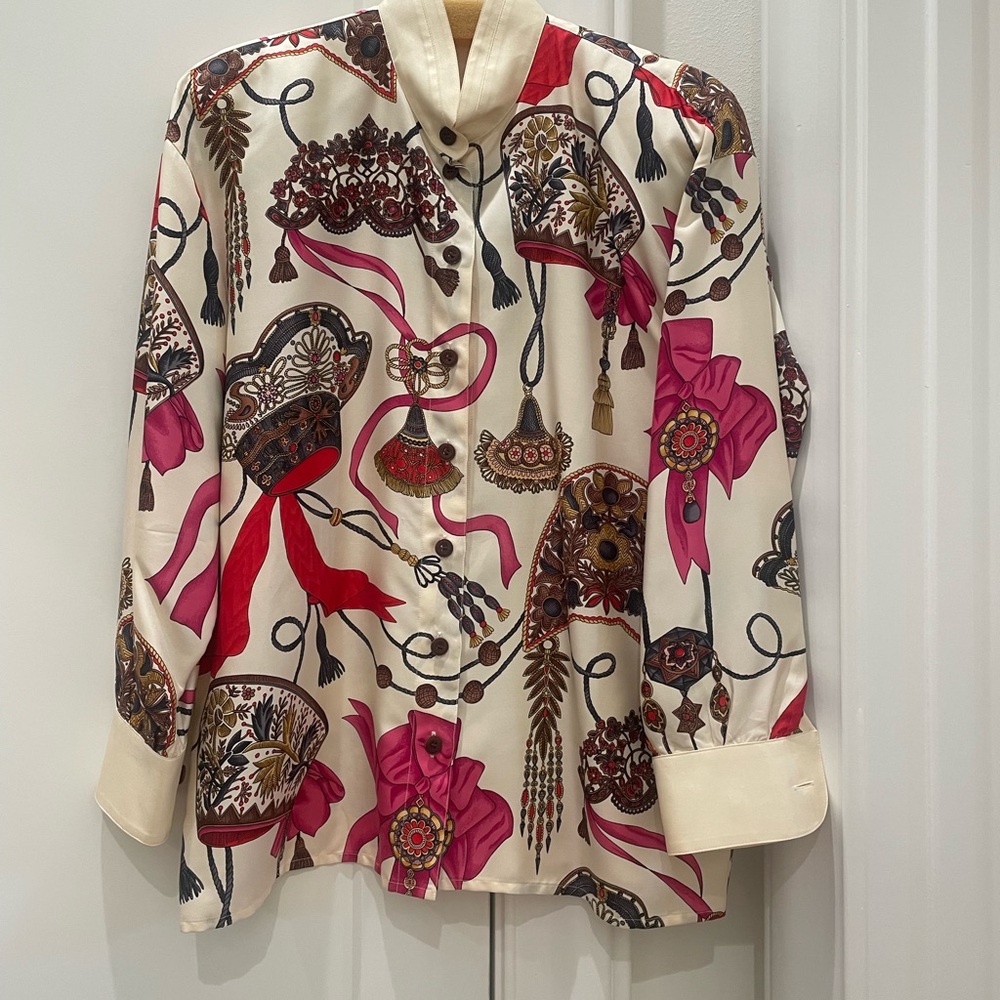 Escada Cream and Fuchsia Blouse - size 42